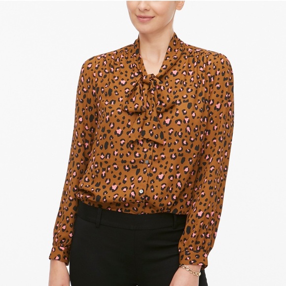 J. Crew Tops - J.Crew Brown and Pink Leopard Print Blouse